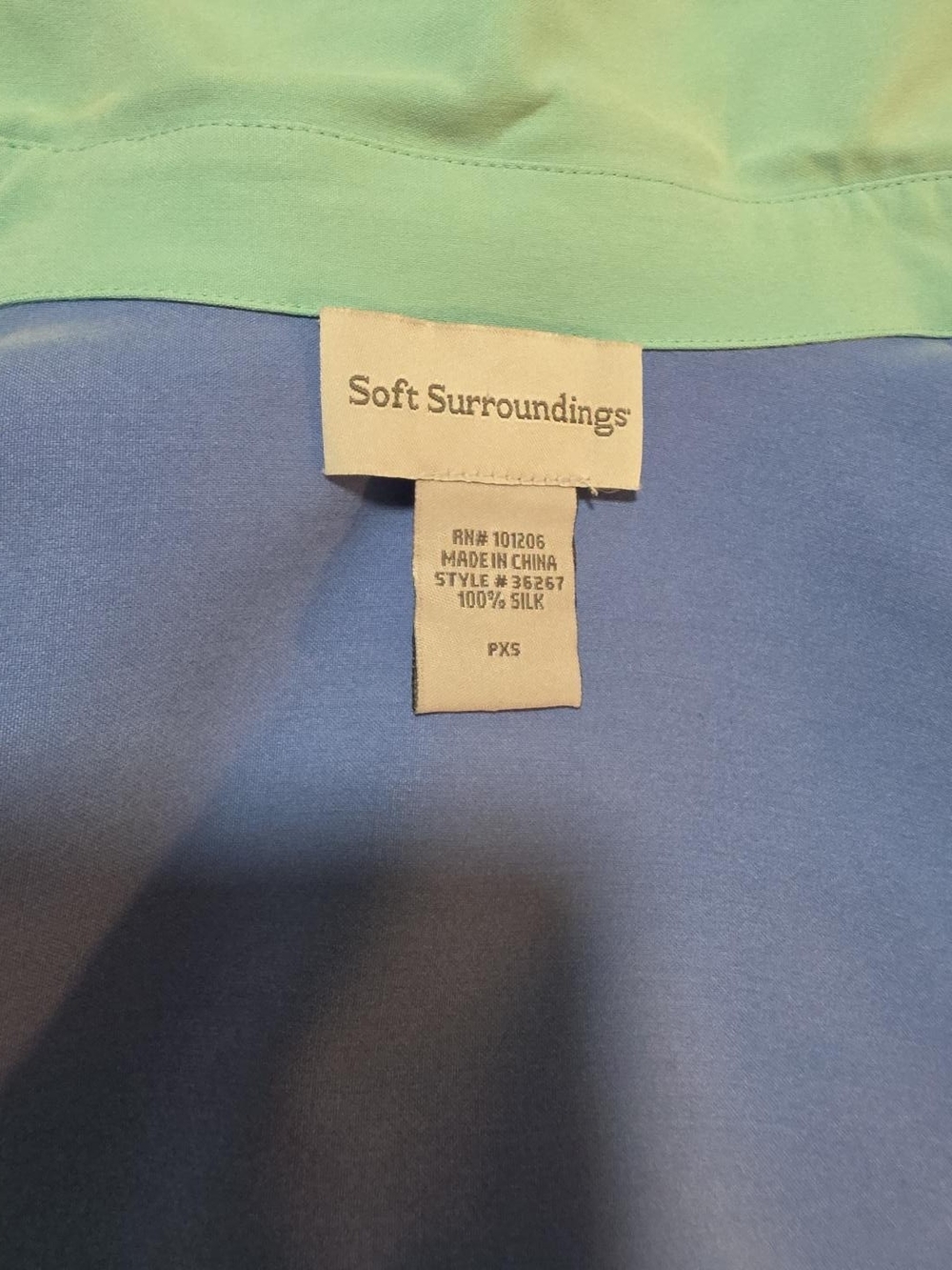 Soft Surroundings Petite XS 100% Silk Colorblock Button Down Blouse